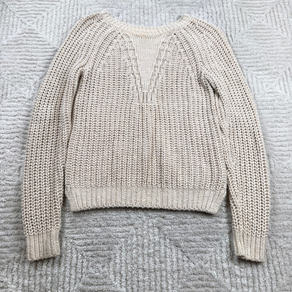 Banana Republic Sweater Women's XS Beige Fisherman Neutral Chunky Ribbed Coastal
